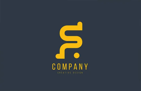 Yellow F alphabet letter for company logo or logotype icon desig — Stok Vektör