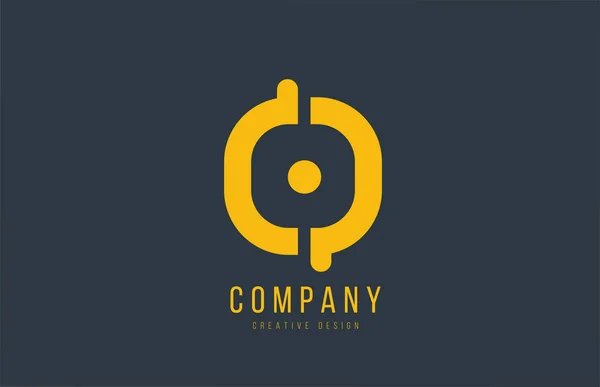 Yellow O alphabet letter for company logo or logotype icon desig — Stok Vektör