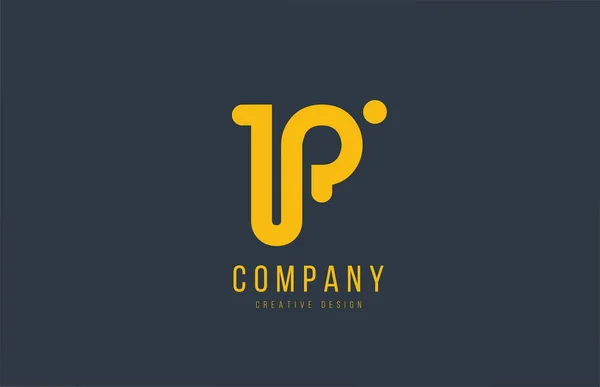 Yellow P alphabet letter for company logo or logotype icon desig — Stok Vektör