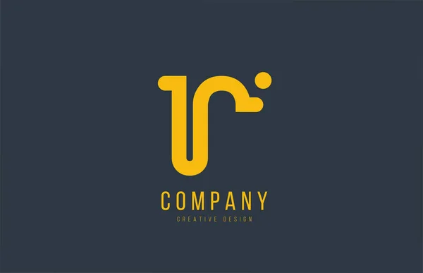 Yellow R alphabet letter for company logo or logotype icon desig — Stock Vector