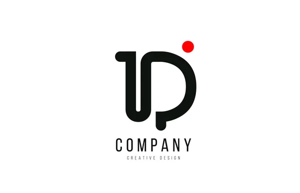 Red and black dot D alphabet letter for company business logo or — 스톡 벡터