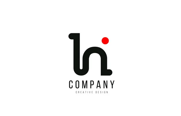 Letra del alfabeto del punto H rojo y negro para el logotipo comercial de la empresa o — Vector de stock