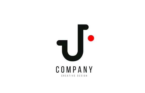 Lettre alphabet J point rouge et noir pour le logo de l'entreprise ou — Image vectorielle