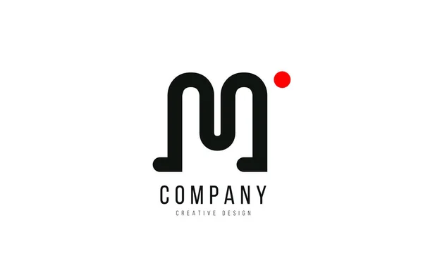Lettera dell'alfabeto M del punto rosso e nero per il logo aziendale o — Vettoriale Stock