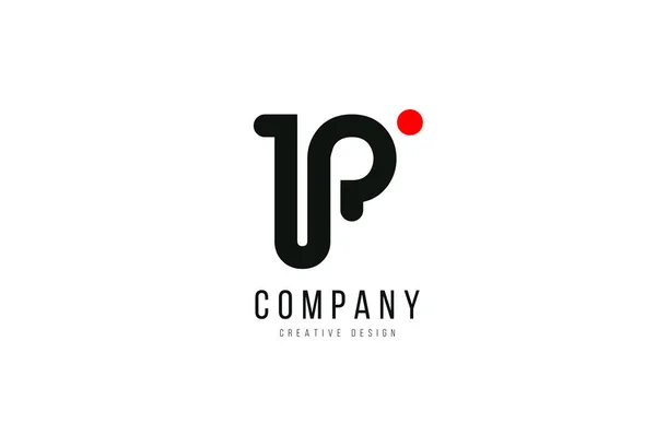 Letra del alfabeto P del punto rojo y negro para el logotipo comercial de la empresa o — Vector de stock