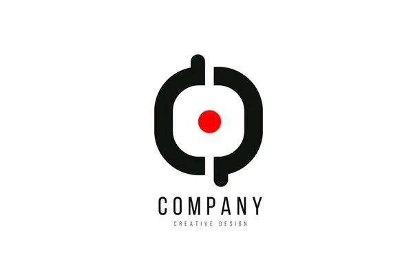 Point rouge et noir O lettre alphabet pour logo de l'entreprise ou — Image vectorielle