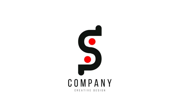 Rode en zwarte stip S alfabet letter voor bedrijfslogo of — Stockvector