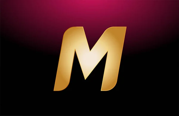 Gold golden metal alphabet letter M logo company icon design — Stock Vector