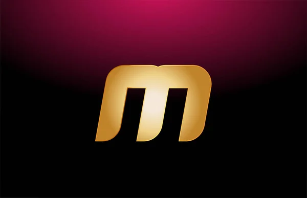 Gold golden metal alphabet letter M logo company icon design — Stock Vector