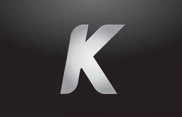 Metal alphabet letter silver K grey logo business company design — 스톡 벡터