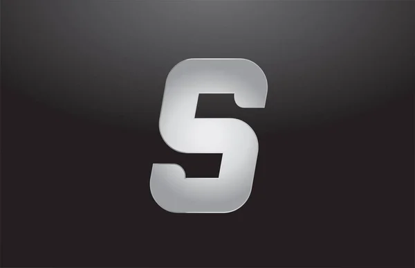 Alfabeto metálico letra prata S logotipo cinza empresa de design — Vetor de Stock
