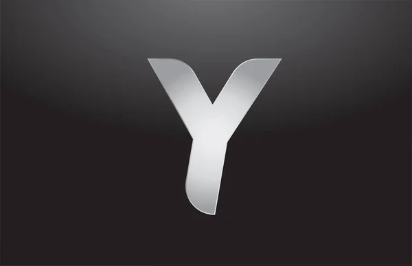 Metal alphabet letter silver Y grey logo business company design — Stock Vector