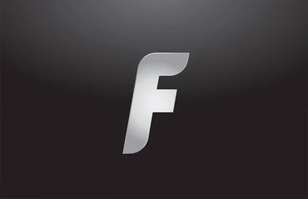 Metal alphabet letter silver F grey logo business company design — 스톡 벡터