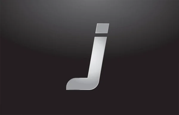 Alfabeto de metal letra plata J gris logo empresa diseño — Vector de stock