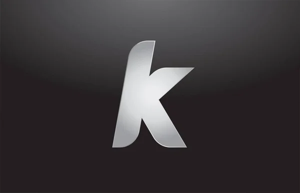 Μεταλλικό αλφάβητο γράμμα ασημί K γκρι λογότυπο επιχείρηση σχεδιασμού — Διανυσματικό Αρχείο