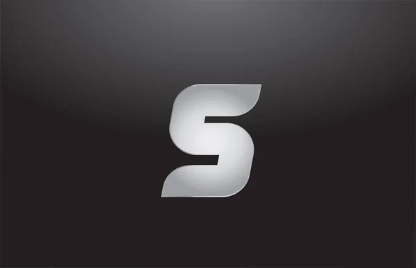 Letra de alfabeto de metal plata S gris logo empresa diseño — Vector de stock