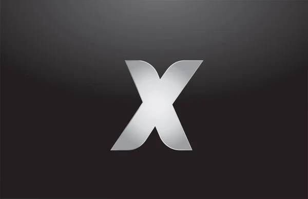 Alfabeto metálico letra prata X cinza logotipo empresa de design — Vetor de Stock