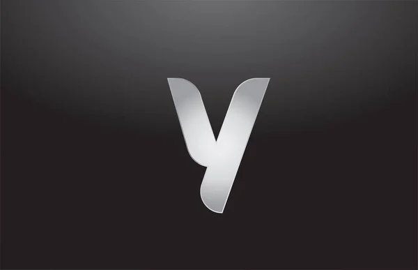 Kovové písmo stříbrné Y šedé logo obchodní firma design — Stockový vektor