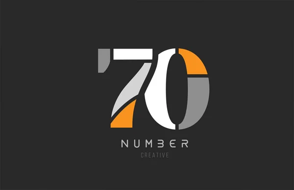 Number 70 seventy for company logo icon design in grey orange an — Stock Vector