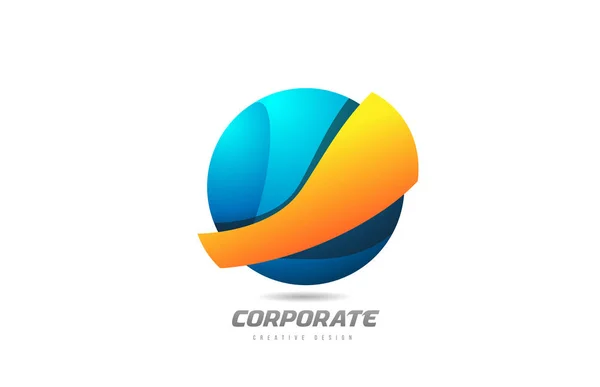 Orange blue 3d sphere perusahaan logo bisnis kreatif ikon desi - Stok Vektor