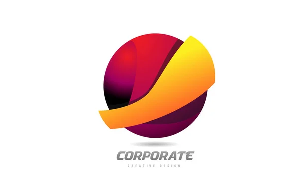 Vermelho laranja 3d esfera corporativa negócio criativo logotipo ícone desig — Vetor de Stock