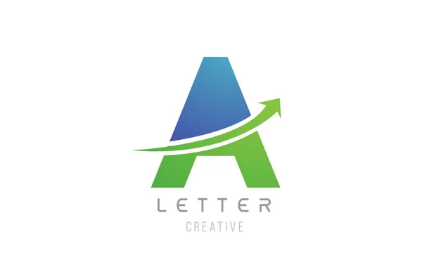 Şirket logosu simgesi için yeşil mavi ok harfi alfabesi A — Stok Vektör