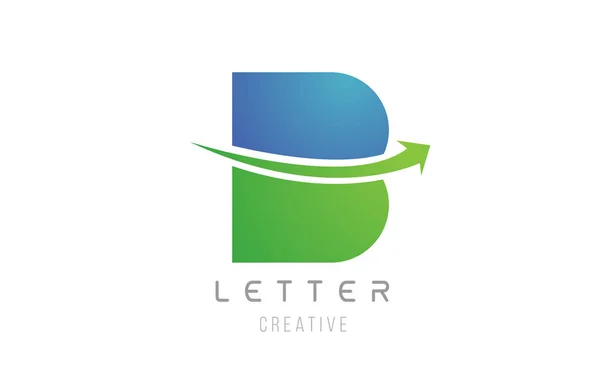 Verde azul swoosh seta letra alfabeto B para logotipo da empresa ícone — Vetor de Stock
