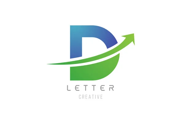 Şirket logosu simgesi için yeşil mavi ok harfi D harfi — Stok Vektör