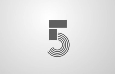 5 numara. Şirket şablonu için gri siyah logo tasarımı.