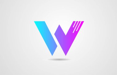 Corpor için pembe mavi alfabe harfi W logo tasarım şablonu