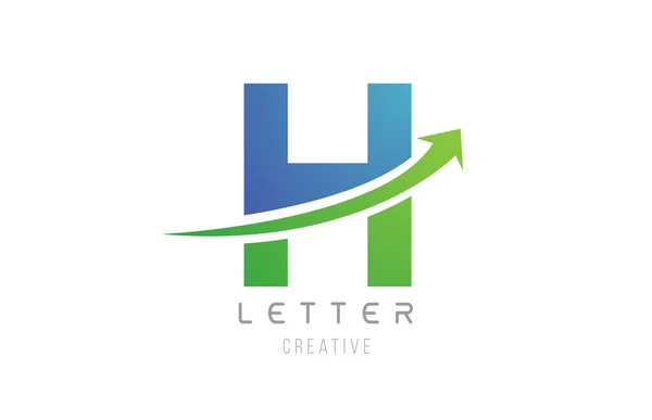 Şirket logo simgesi için yeşil mavi ok harfi H alfabesi — Stok Vektör