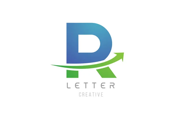 Verde blu swoosh freccia lettera alfabeto R per l'azienda logo icona — Vettoriale Stock