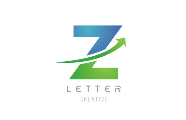 Şirket logosu simgesi için yeşil mavi ok harfi Z alfabesi — Stok Vektör