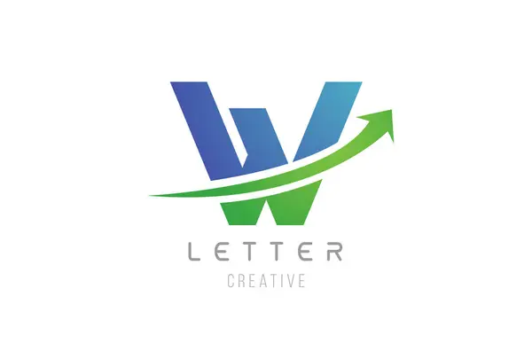Şirketin logo simgesi için yeşil mavi ok harfi W harfi. — Stok Vektör