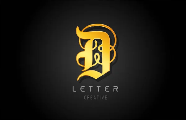 D oro oro letra alfabeto de diseño para el icono de la empresa logo — Vector de stock