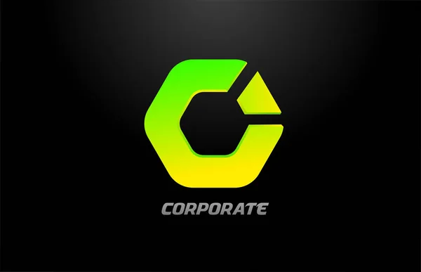 Projeto do ícone do logotipo do negócio do polígono corporativo verde amarelo para com —  Vetores de Stock