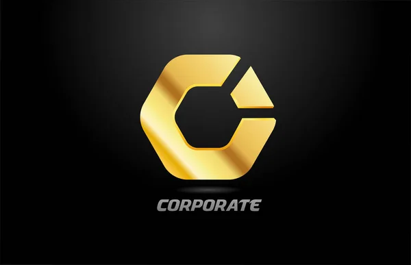 Altın metal şirket logosu tasarımı için çokgen — Stok Vektör