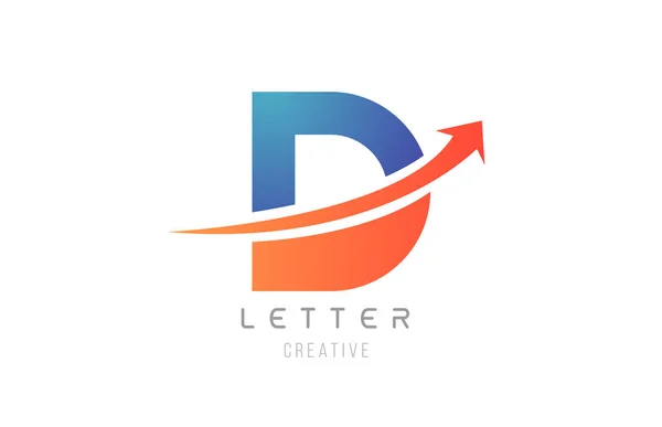 Şirket şablonu için mavi turuncu D harfi alfabe simgesi tasarımı — Stok Vektör