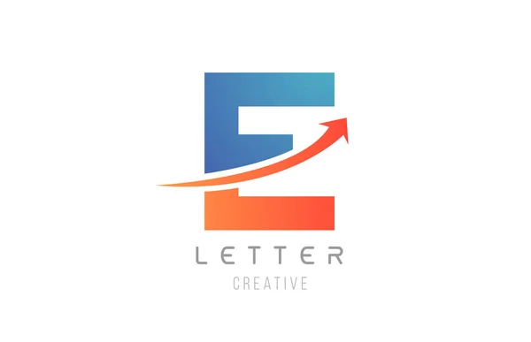 Azul alaranjado E letra alfabeto ícone design para modelo de empresa — Vetor de Stock