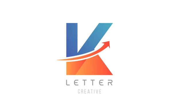 Şirket şablonu için mavi turuncu K harfi alfabe simgesi tasarımı — Stok Vektör