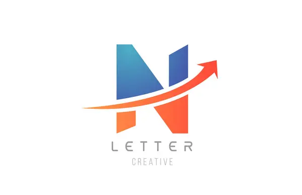 Şirket şablonu için mavi turuncu N harfi alfabe simgesi tasarımı — Stok Vektör