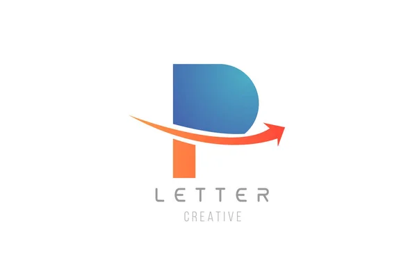 Şirket şablonu için mavi turuncu P harfi alfabe simgesi tasarımı — Stok Vektör