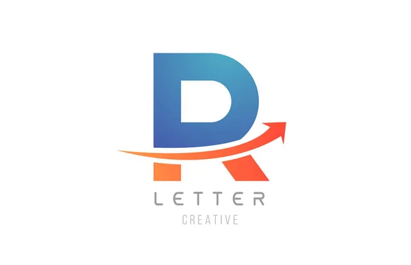 Şirket şablonu için mavi turuncu R harfi alfabe simgesi tasarımı — Stok Vektör