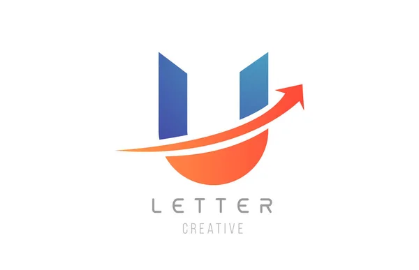 Şirket şablonu için mavi turuncu U harfi alfabe simgesi tasarımı — Stok Vektör