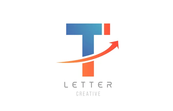 Blu arancione T lettera alfabeto icona design per il modello aziendale — Vettoriale Stock