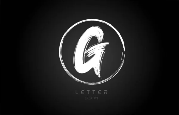 Grunge G pincelada letra alfabeto logotipo icono diseño plantilla — Vector de stock