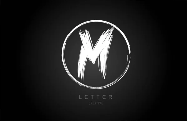 Grunge M pincelada letra alfabeto logotipo icono diseño plantilla — Vector de stock