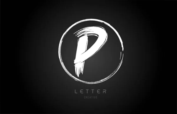 Grunge P brush stroke letter alphabet logo icon design template — 스톡 벡터