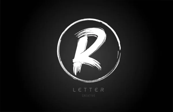 Grunge R pensel stroke bokstav alfabet logotyp ikon design mall — Stock vektor