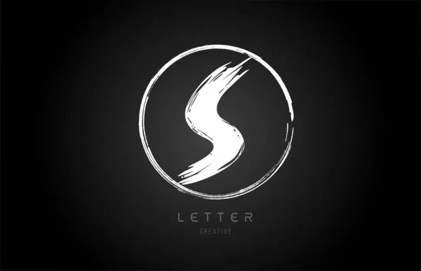 Grunge S pennello tratto lettera alfabeto logo icona modello di design — Vettoriale Stock